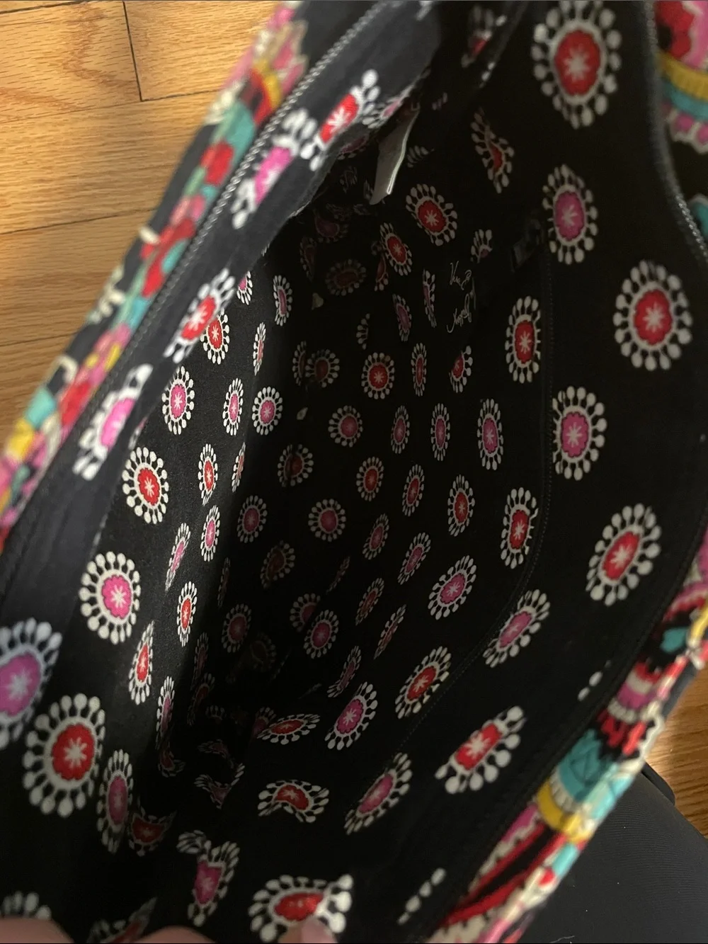 Vera Bradley Black Paisley Floral Crossbody with Bright Accents